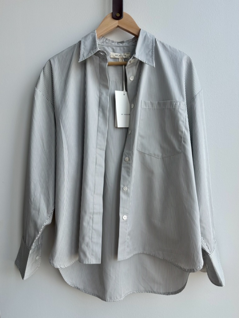 Nwt Af Agger Egyptian Cotton Poplin Shirt & Shorts Set Gray White Stripe Size 1 — image 3 of 8